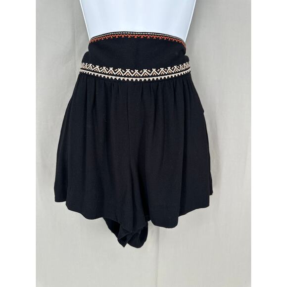 elevenses Pants - Elevenses Anthropologie Shorts 6 Black Boho Bohemian Western Flowy Pockets